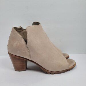 Sorel Nadia Women's Beige Peep Toe Ankle Boots US Size 9